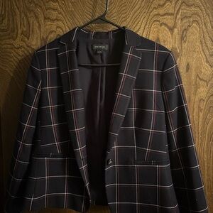 Ann Taylor Navy Plaid Blazer